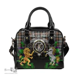 ScotsTee Shop Scottish Gunn Weathered Clan Crest Tartan Lion Unicorn Thistle Shoulder Handbag