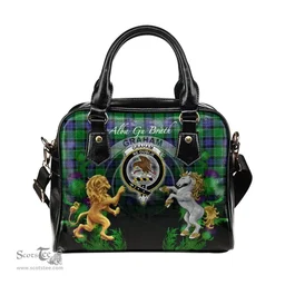 ScotsTee Shop Scottish Graham of Menteith Modern Clan Crest Tartan Lion Unicorn Thistle Shoulder Handbag