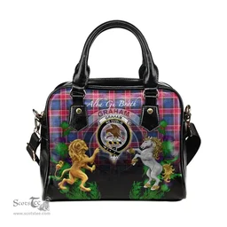ScotsTee Shop Scottish Graham of Menteith Red Clan Crest Tartan Lion Unicorn Thistle Shoulder Handbag