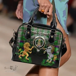 ScotsTee Shop Scottish Gray Hunting Clan Crest Tartan Lion Unicorn Thistle Shoulder Handbag