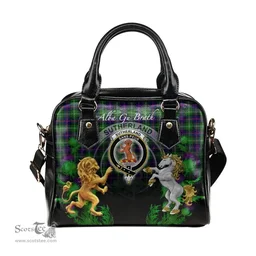 ScotsTee Shop Scottish Sutherland Modern Clan Crest Tartan Lion Unicorn Thistle Shoulder Handbag