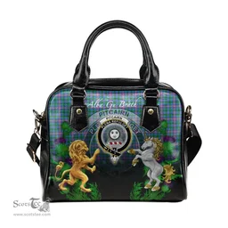 ScotsTee Shop Scottish Pitcairn Hunting Clan Crest Tartan Lion Unicorn Thistle Shoulder Handbag