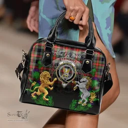 ScotsTee Shop Scottish Stewart Black Clan Crest Tartan Lion Unicorn Thistle Shoulder Handbag