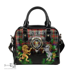 ScotsTee Shop Scottish Stewart Black Clan Crest Tartan Lion Unicorn Thistle Shoulder Handbag