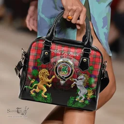 ScotsTee Shop Scottish Seton Modern Clan Crest Tartan Lion Unicorn Thistle Shoulder Handbag