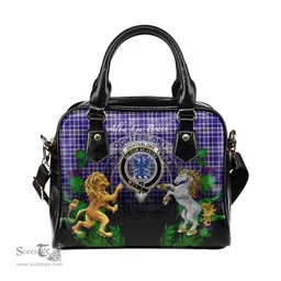 ScotsTee Shop Scottish Ochterlony Clan Crest Tartan Lion Unicorn Thistle Shoulder Handbag