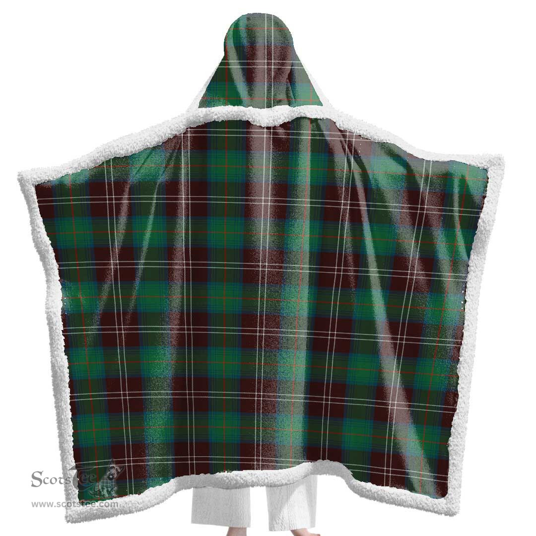 ScotsTee Shop Scottish Chisholm Hunting Ancient Clan Tartan Sherpa Hooded Blanket Wearable Cuddle Throw Warm Cozy