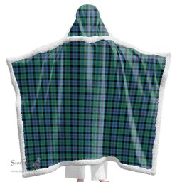 ScotsTee Shop Scottish Campbell of Cawdor Ancient Clan Tartan Sherpa Hooded Blanket Wearable Cuddle Throw Warm Cozy