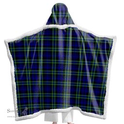 ScotsTee Shop Scottish Arbuthnot Modern Clan Tartan Sherpa Hooded Blanket Wearable Cuddle Throw Warm Cozy