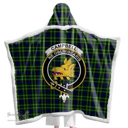 ScotsTee Shop Scottish Campbell of Breadalbane Modern Clan Crest Tartan Sherpa Hooded Blanket Wearable Cuddle Throw Warm Cozy