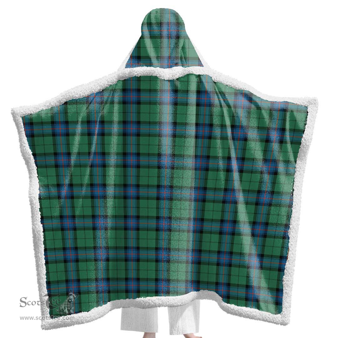 ScotsTee Shop Scottish Armstrong Ancient Clan Tartan Sherpa Hooded Blanket Wearable Cuddle Throw Warm Cozy