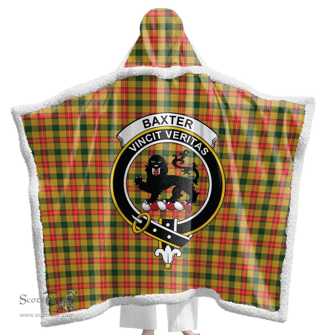 ScotsTee Shop Scottish Baxter Clan Crest Tartan Sherpa Hooded Blanket Wearable Cuddle Throw Warm Cozy