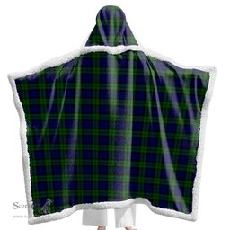ScotsTee Shop Scottish Campbell Modern Clan Tartan Sherpa Hooded Blanket Wearable Cuddle Throw Warm Cozy