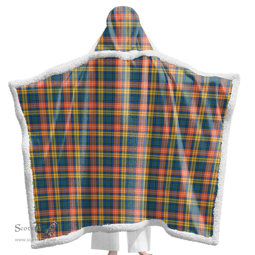 ScotsTee Shop Scottish Buchanan Ancient Clan Tartan Sherpa Hooded Blanket Wearable Cuddle Throw Warm Cozy