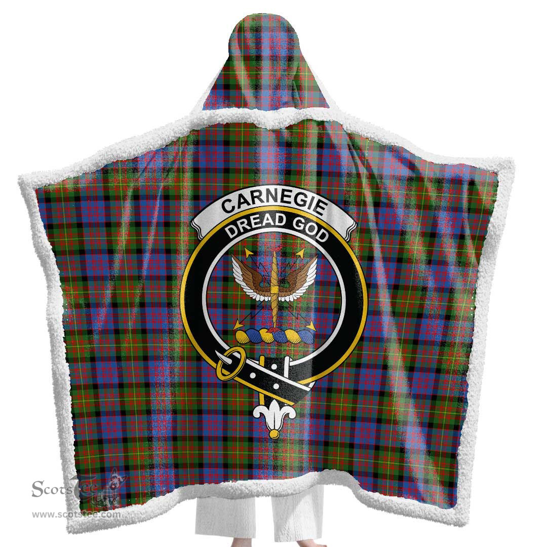 ScotsTee Shop Scottish Carnegie Ancient Clan Crest Tartan Sherpa Hooded Blanket Wearable Cuddle Throw Warm Cozy
