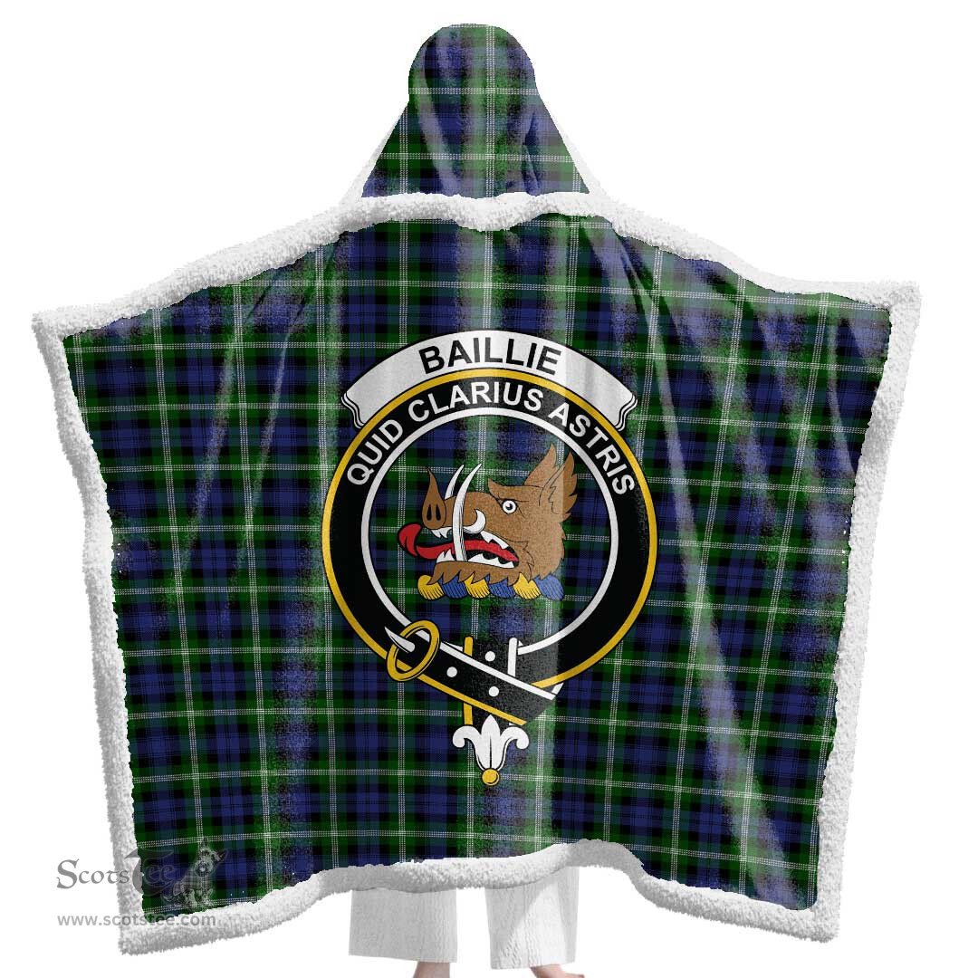 ScotsTee Shop Scottish Baillie Modern Clan Crest Tartan Sherpa Hooded Blanket Wearable Cuddle Throw Warm Cozy