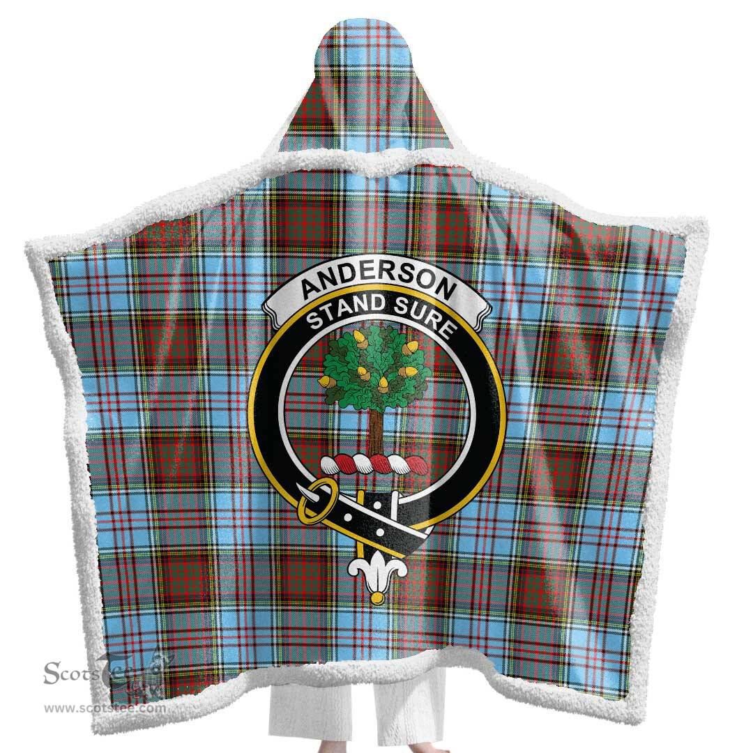 ScotsTee Shop Scottish Anderson Ancient Clan Crest Tartan Sherpa Hooded Blanket Wearable Cuddle Throw Warm Cozy