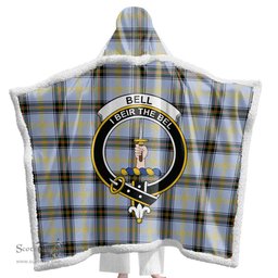 ScotsTee Shop Scottish Bell of the Borders Clan Crest Tartan Sherpa Hooded Blanket Wearable Cuddle Throw Warm Cozy