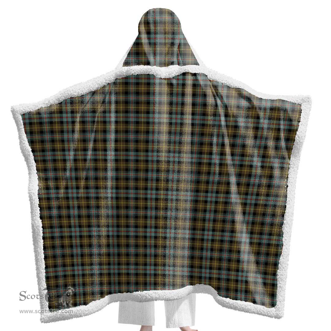 ScotsTee Shop Scottish Farquharson Weathered Clan Tartan Sherpa Hooded Blanket Wearable Cuddle Throw Warm Cozy