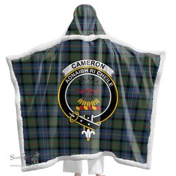 ScotsTee Shop Scottish Cameron of Erracht Ancient Clan Crest Tartan Sherpa Hooded Blanket Wearable Cuddle Throw Warm Cozy