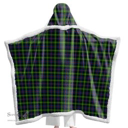 ScotsTee Shop Scottish Farquharson Modern Clan Tartan Sherpa Hooded Blanket Wearable Cuddle Throw Warm Cozy
