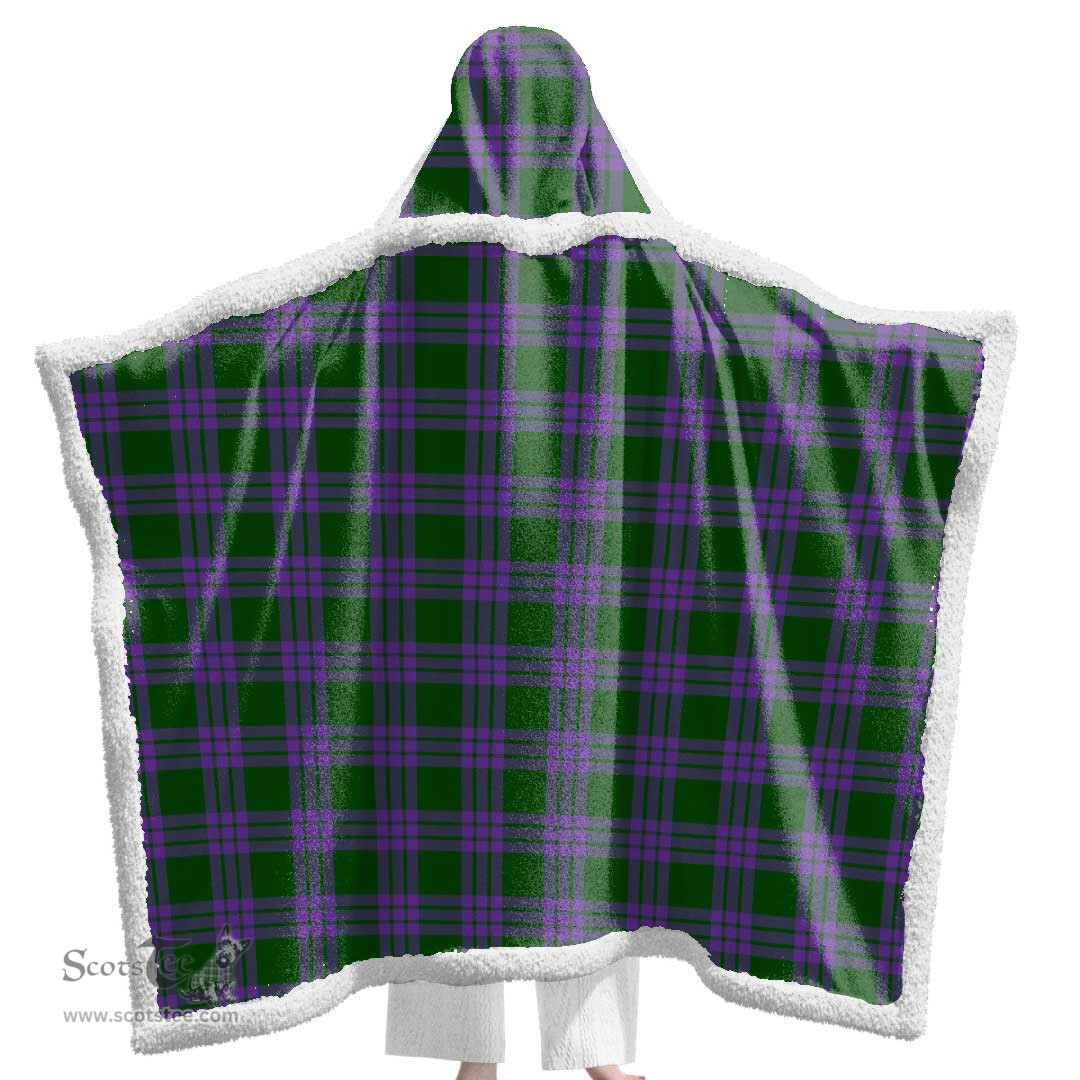 ScotsTee Shop Scottish Elphinstone Clan Tartan Sherpa Hooded Blanket Wearable Cuddle Throw Warm Cozy