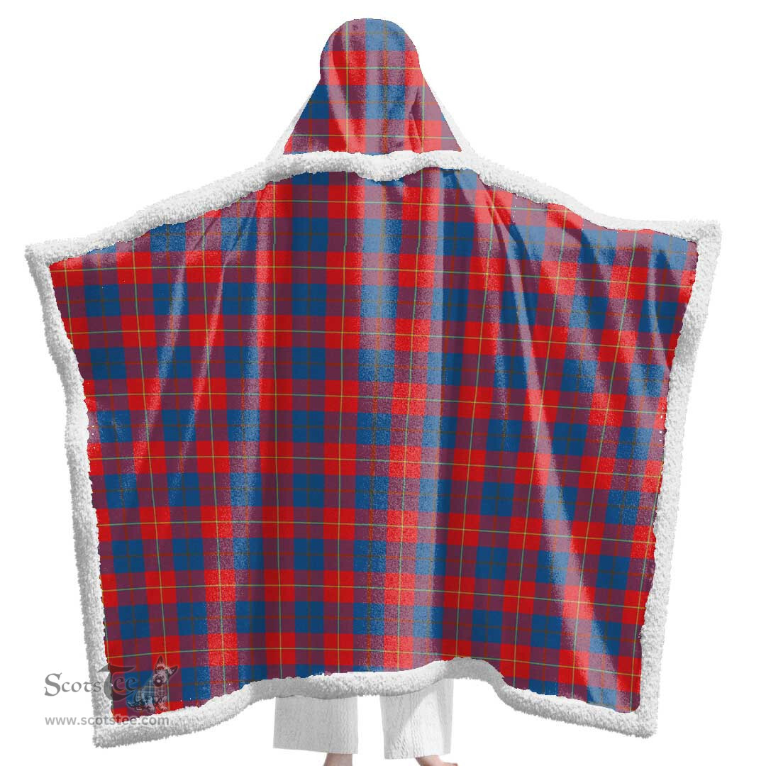 ScotsTee Shop Scottish Galloway Red Clan Tartan Sherpa Hooded Blanket Wearable Cuddle Throw Warm Cozy