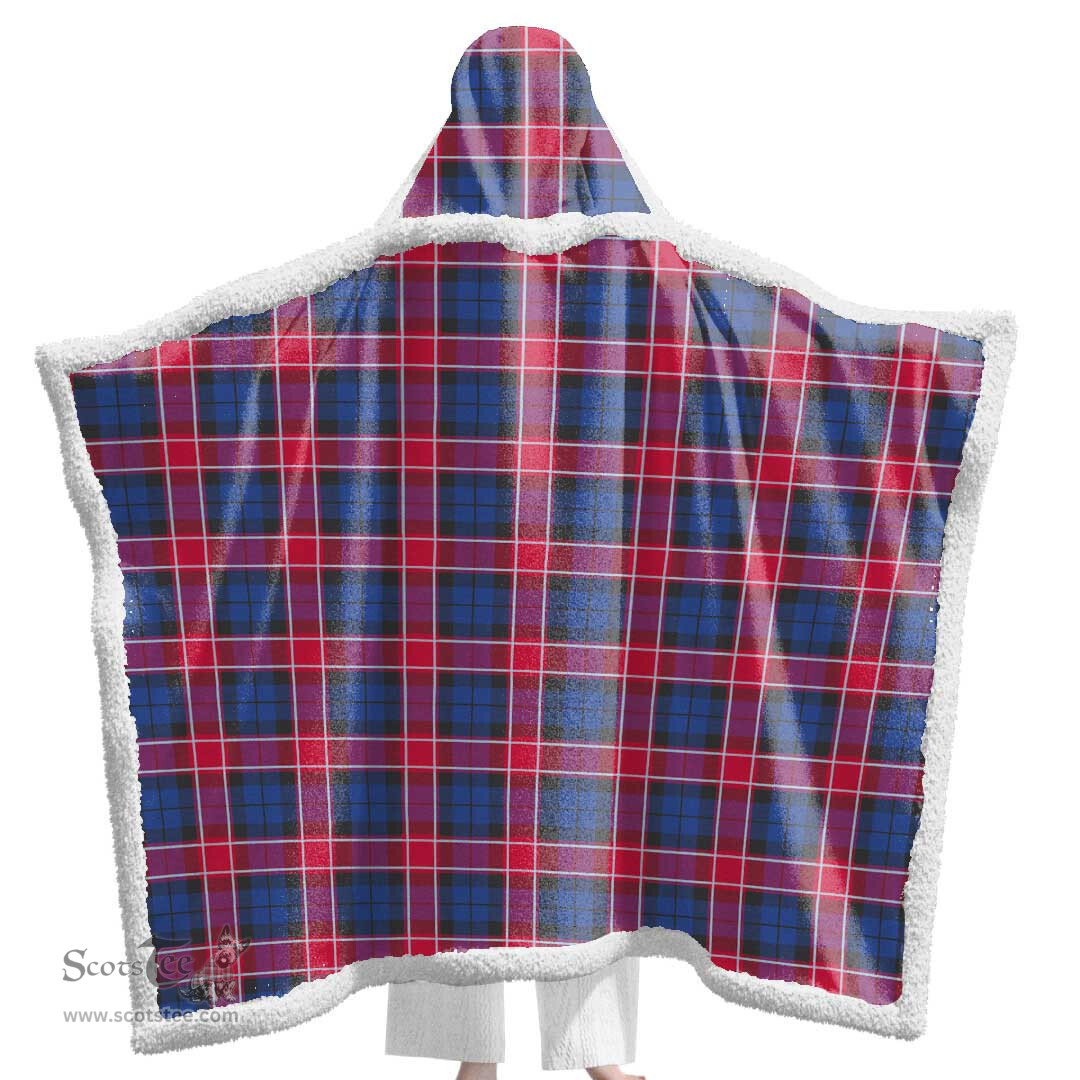 ScotsTee Shop Scottish Graham of Menteith Red Clan Tartan Sherpa Hooded Blanket Wearable Cuddle Throw Warm Cozy