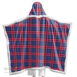 ScotsTee Shop Scottish Graham of Menteith Red Clan Tartan Sherpa Hooded Blanket Wearable Cuddle Throw Warm Cozy