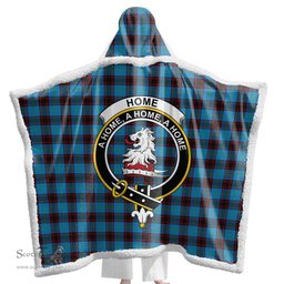 ScotsTee Shop Scottish Home Ancient Clan Crest Tartan Sherpa Hooded Blanket Wearable Cuddle Throw Warm Cozy