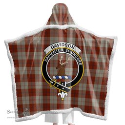 ScotsTee Shop Scottish Davidson Dress Dancers Clan Crest Tartan Sherpa Hooded Blanket Wearable Cuddle Throw Warm Cozy
