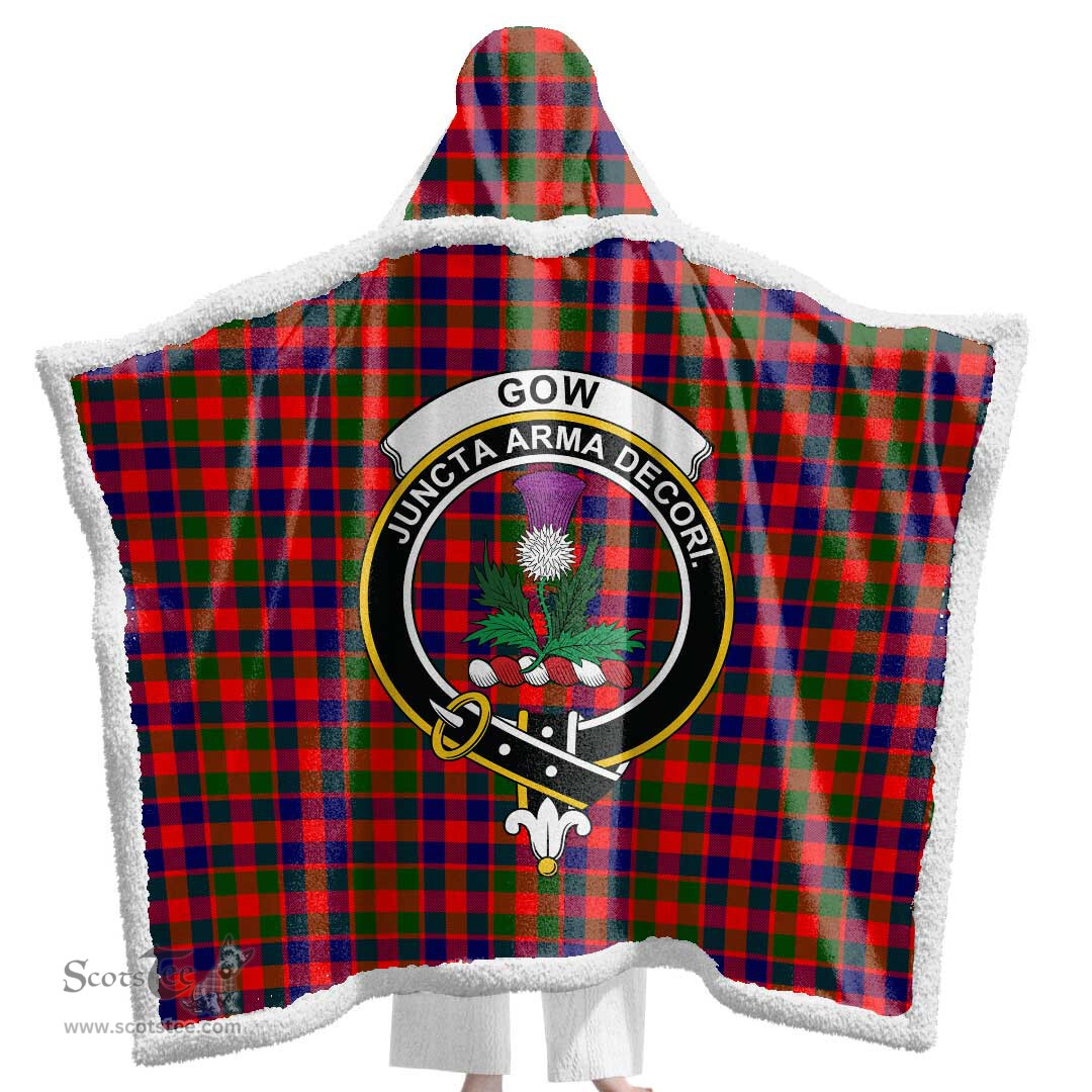 ScotsTee Shop Scottish Gow Modern Clan Crest Tartan Sherpa Hooded Blanket Wearable Cuddle Throw Warm Cozy