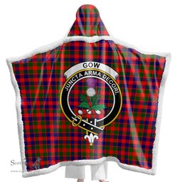 ScotsTee Shop Scottish Gow Modern Clan Crest Tartan Sherpa Hooded Blanket Wearable Cuddle Throw Warm Cozy