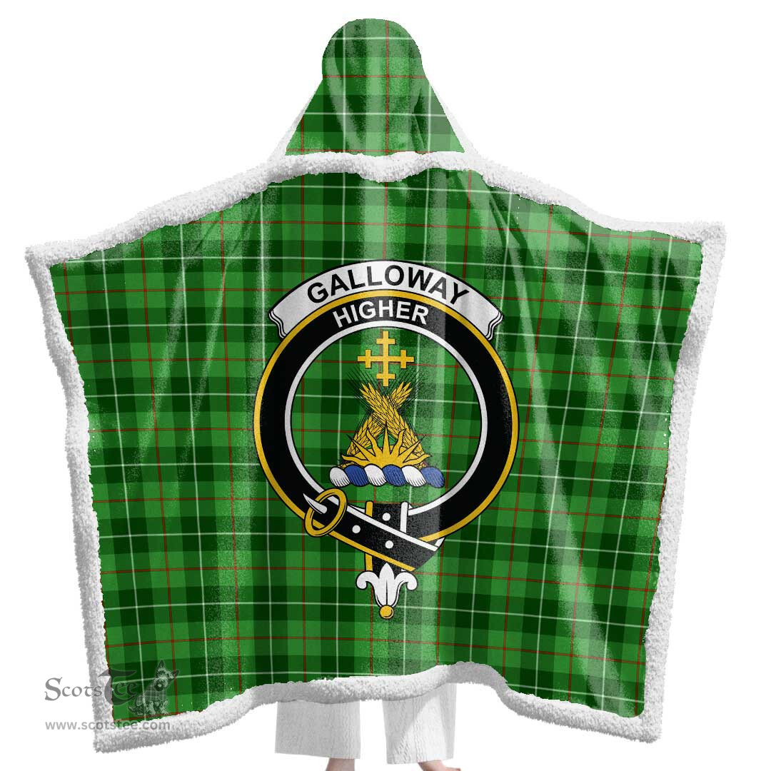 ScotsTee Shop Scottish Galloway District Clan Crest Tartan Sherpa Hooded Blanket Wearable Cuddle Throw Warm Cozy
