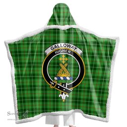 ScotsTee Shop Scottish Galloway District Clan Crest Tartan Sherpa Hooded Blanket Wearable Cuddle Throw Warm Cozy