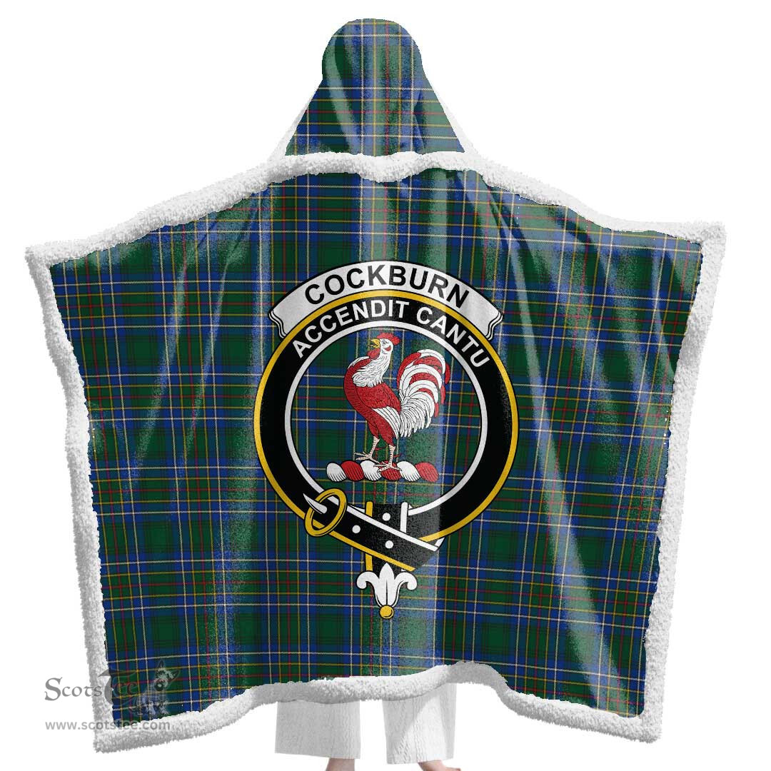 ScotsTee Shop Scottish Cockburn Ancient Clan Crest Tartan Sherpa Hooded Blanket Wearable Cuddle Throw Warm Cozy