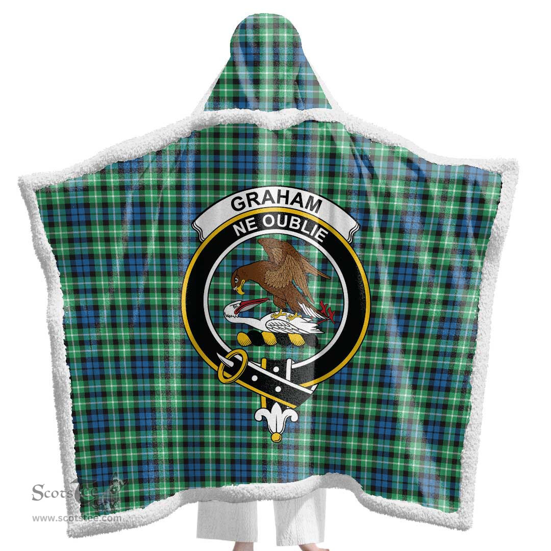 ScotsTee Shop Scottish Graham of Montrose Ancient Clan Crest Tartan Sherpa Hooded Blanket Wearable Cuddle Throw Warm Cozy