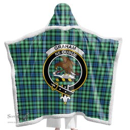ScotsTee Shop Scottish Graham of Montrose Ancient Clan Crest Tartan Sherpa Hooded Blanket Wearable Cuddle Throw Warm Cozy
