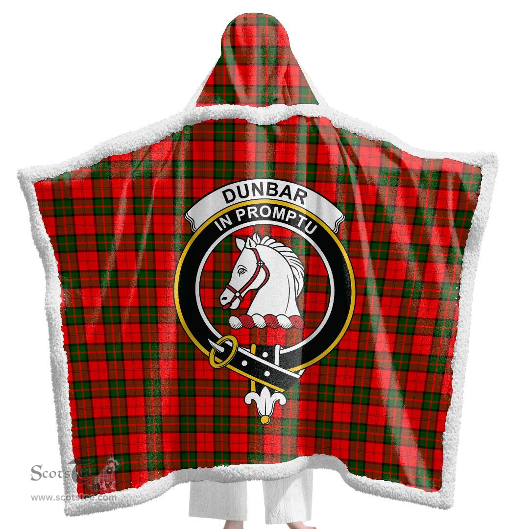 ScotsTee Shop Scottish Dunbar Modern Clan Crest Tartan Sherpa Hooded Blanket Wearable Cuddle Throw Warm Cozy