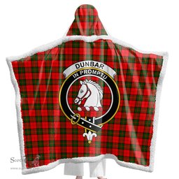 ScotsTee Shop Scottish Dunbar Modern Clan Crest Tartan Sherpa Hooded Blanket Wearable Cuddle Throw Warm Cozy