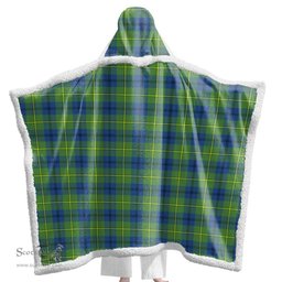 ScotsTee Shop Scottish Johnston Ancient Clan Tartan Sherpa Hooded Blanket Wearable Cuddle Throw Warm Cozy