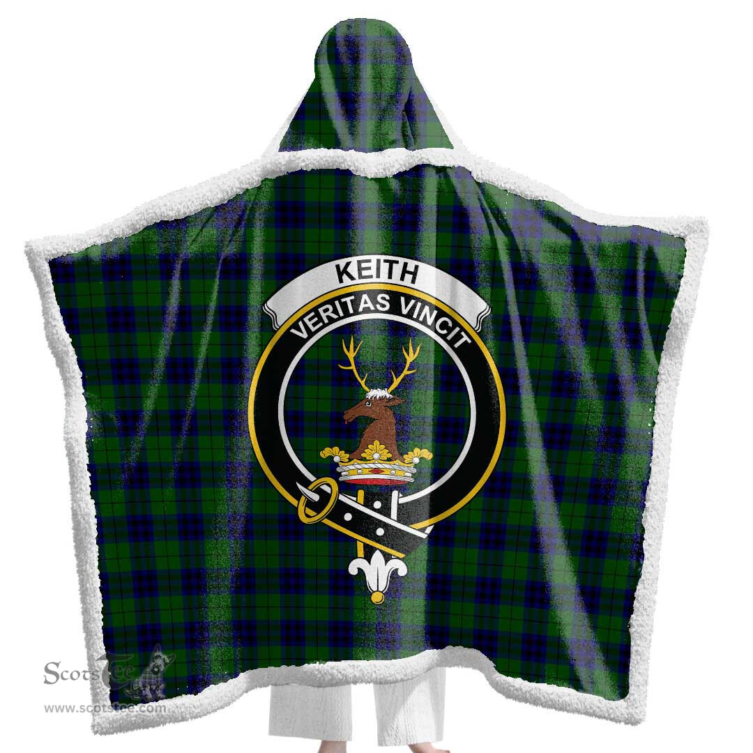 ScotsTee Shop Scottish Keith Modern Clan Crest Tartan Sherpa Hooded Blanket Wearable Cuddle Throw Warm Cozy