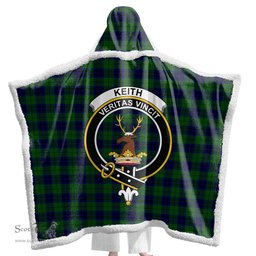 ScotsTee Shop Scottish Keith Modern Clan Crest Tartan Sherpa Hooded Blanket Wearable Cuddle Throw Warm Cozy