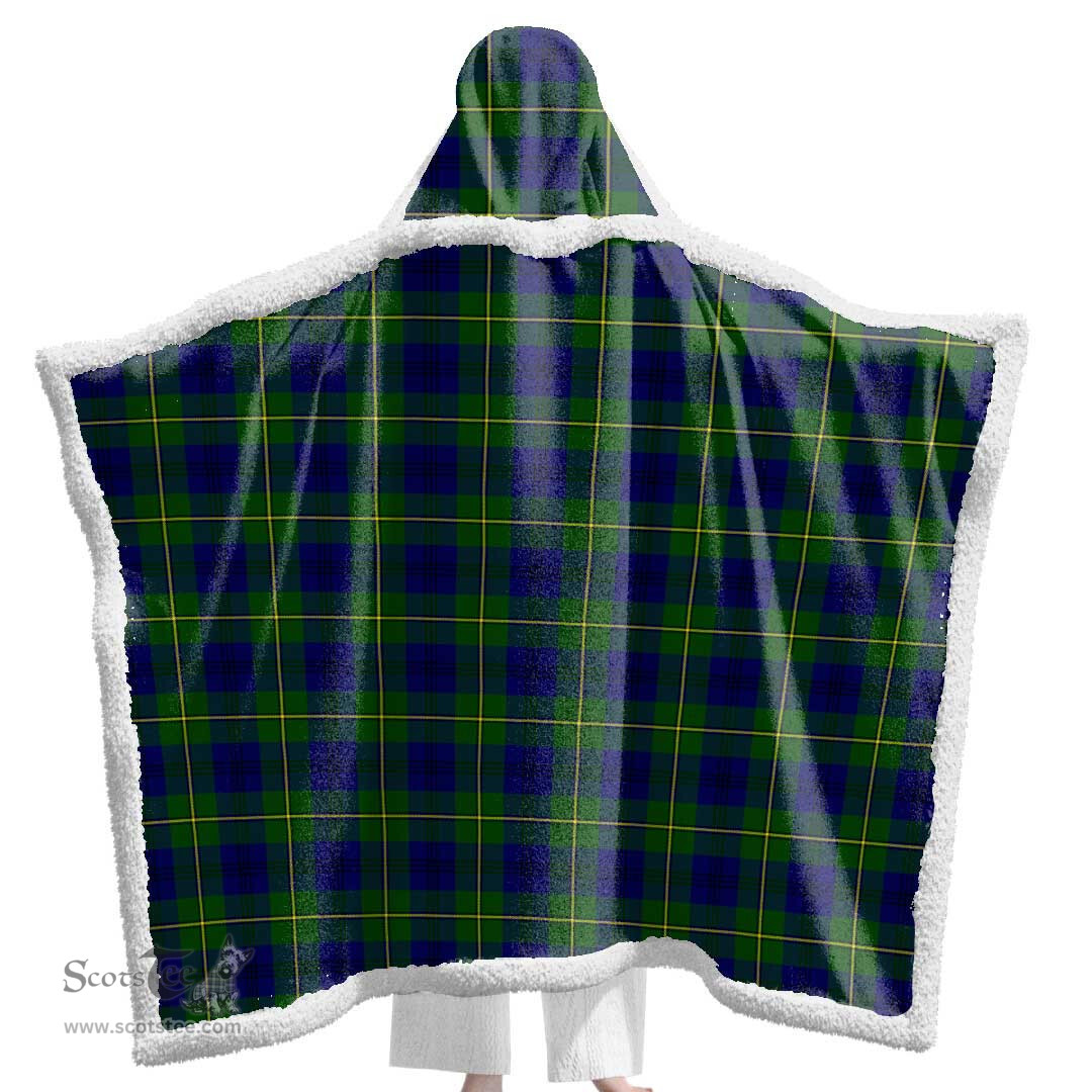 ScotsTee Shop Scottish Johnston Modern Clan Tartan Sherpa Hooded Blanket Wearable Cuddle Throw Warm Cozy