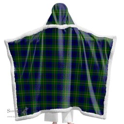 ScotsTee Shop Scottish Johnston Modern Clan Tartan Sherpa Hooded Blanket Wearable Cuddle Throw Warm Cozy