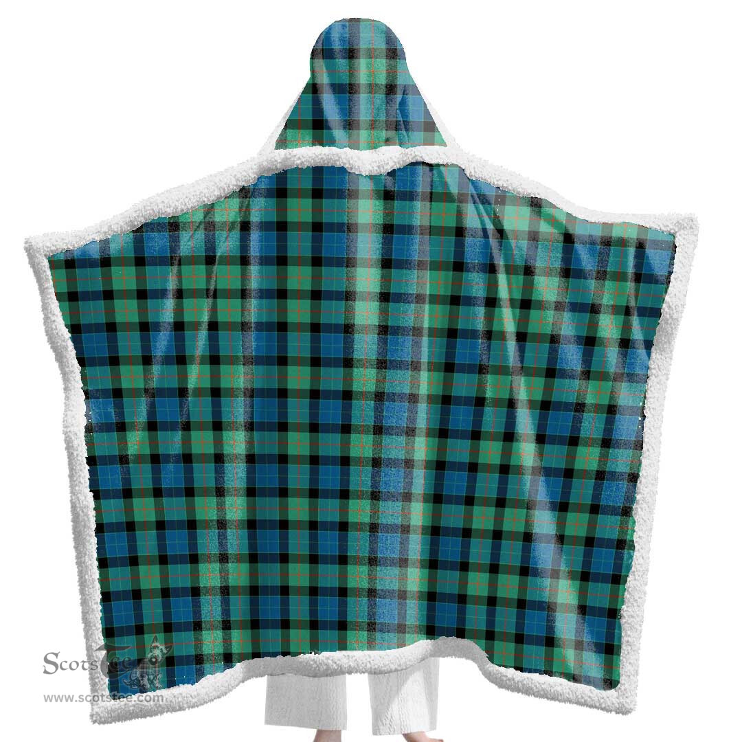 ScotsTee Shop Scottish Gunn Ancient Clan Tartan Sherpa Hooded Blanket Wearable Cuddle Throw Warm Cozy