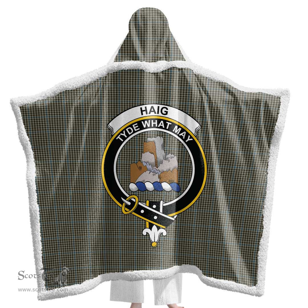 ScotsTee Shop Scottish Haig Check Clan Crest Tartan Sherpa Hooded Blanket Wearable Cuddle Throw Warm Cozy