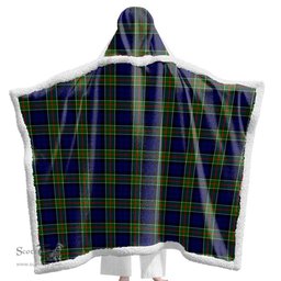 ScotsTee Shop Scottish Colquhoun Modern Clan Tartan Sherpa Hooded Blanket Wearable Cuddle Throw Warm Cozy