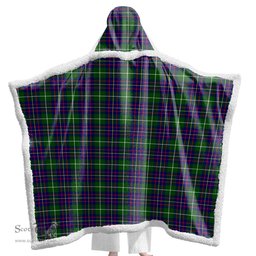 ScotsTee Shop Scottish Inglis Modern Clan Tartan Sherpa Hooded Blanket Wearable Cuddle Throw Warm Cozy