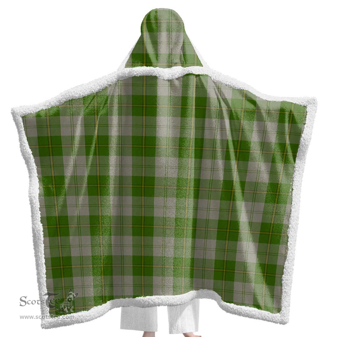 ScotsTee Shop Scottish Cunningham Dress Green Dancers Clan Tartan Sherpa Hooded Blanket Wearable Cuddle Throw Warm Cozy